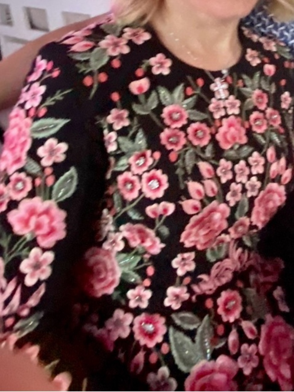 Needle & Thread Black Dress with Pink Floral Embroidery - Picture 6 of 8
